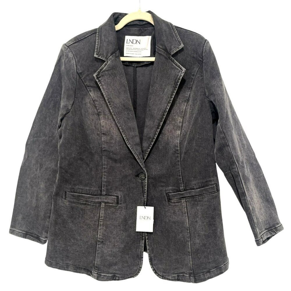 LNDN Black Washed Denim Blazer NWT